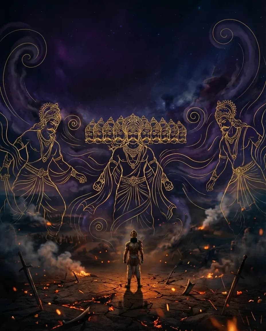 Rama on the battlefield shrouded in Ravana's illusion