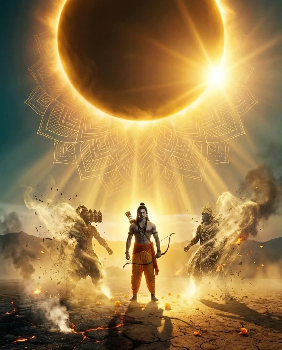 Rama chanting as dawn breaks over the battlefield