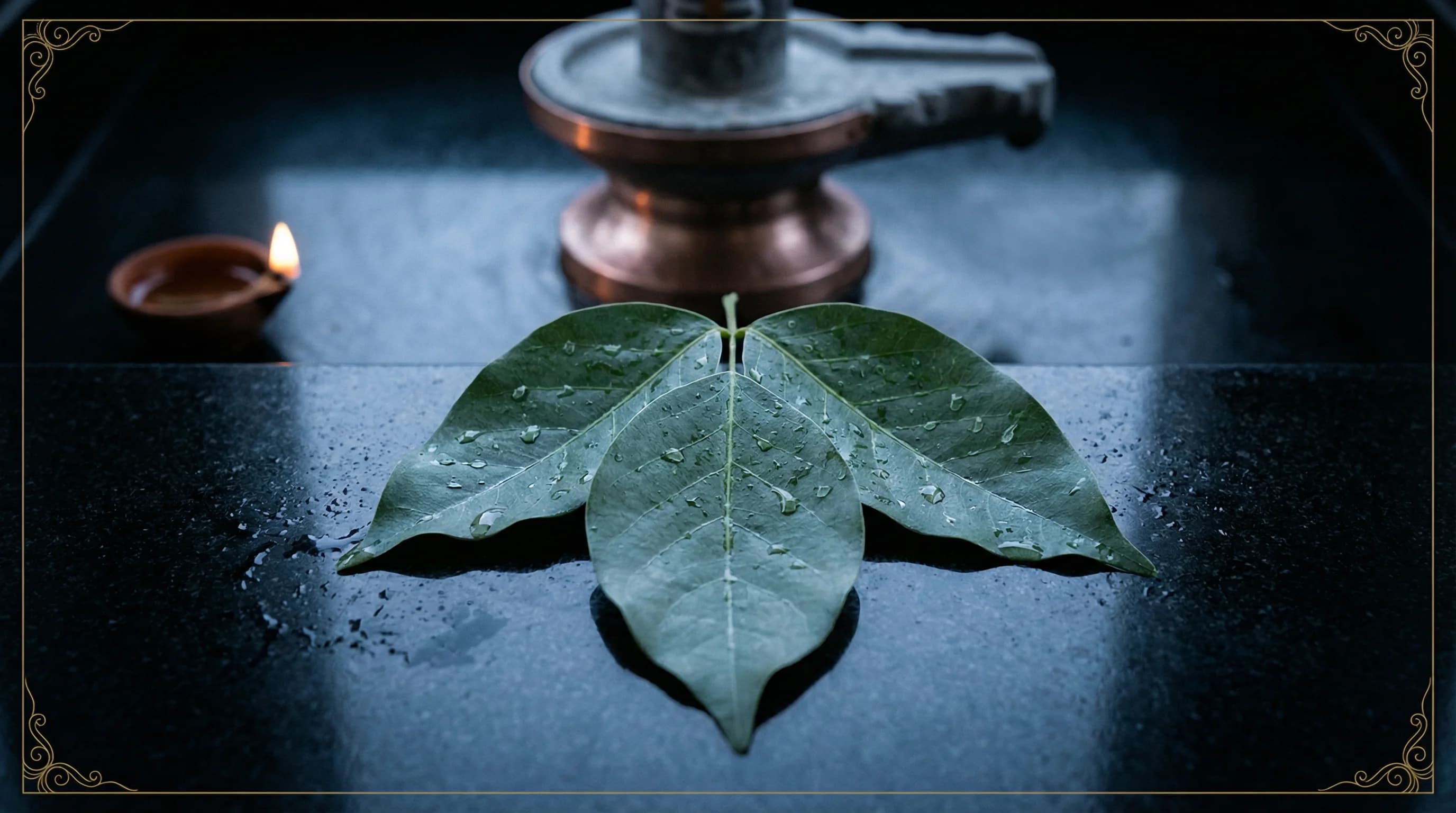 Bilva tree with trifoliate leaves in a sacred grove