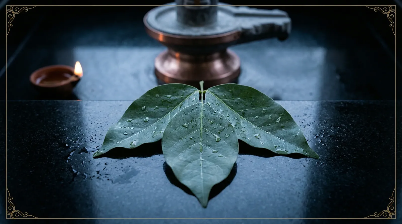 Bilva tree with trifoliate leaves in a sacred grove