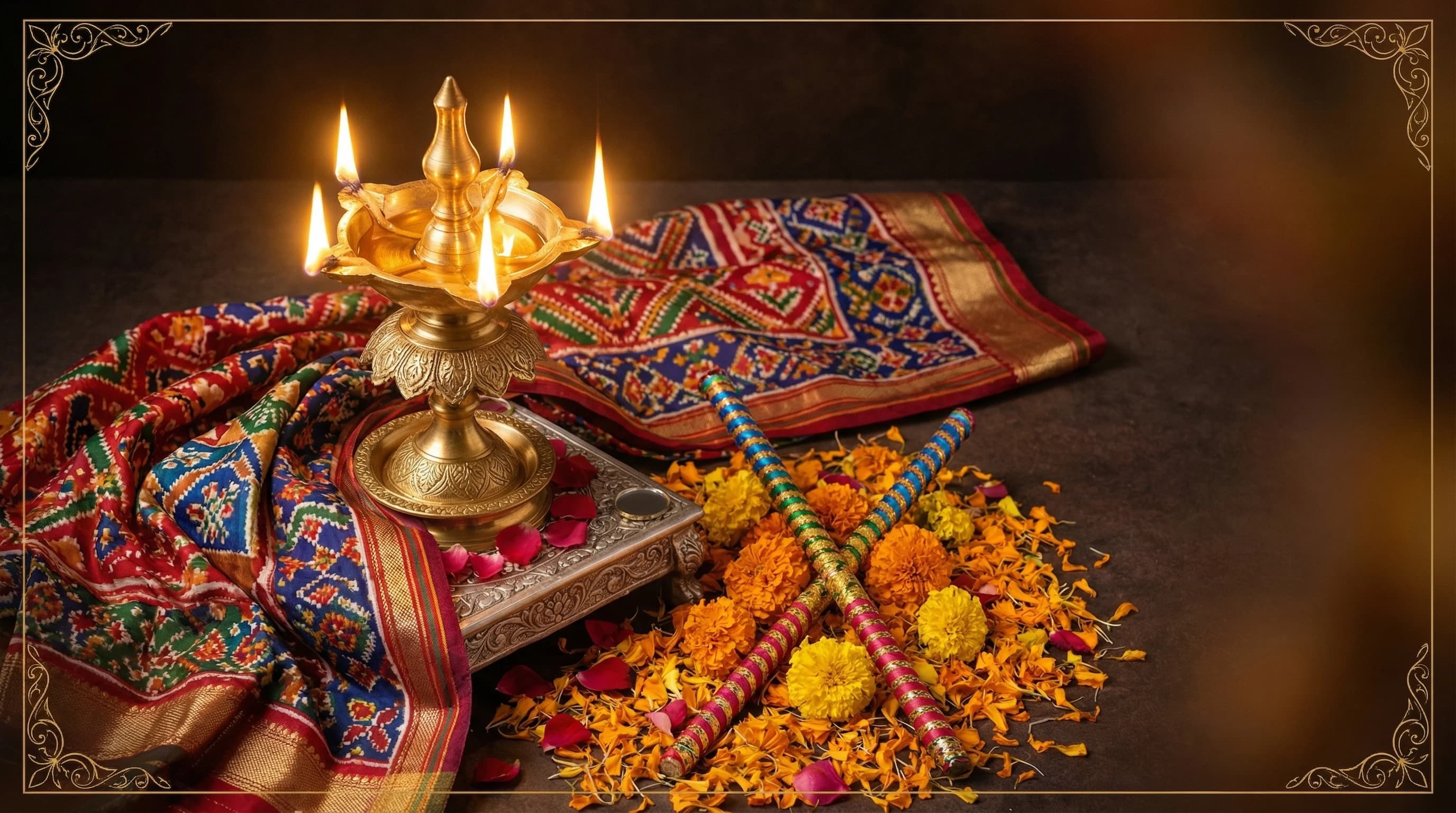 Gujarat — Chaitra Navratri garba around panch-mukhi deepam